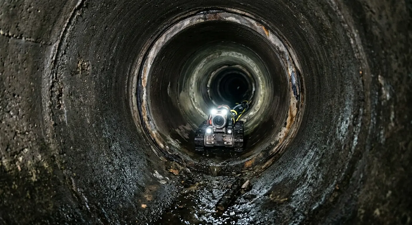 Robotic sewer camera inspecting pipe interior for Sewer Line Cleaning in Seaside